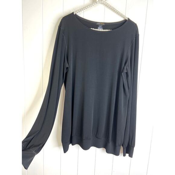 Eva Varro Black Elevated Sweatshirt Shape Blouse Size XL - Picture 2 of 7